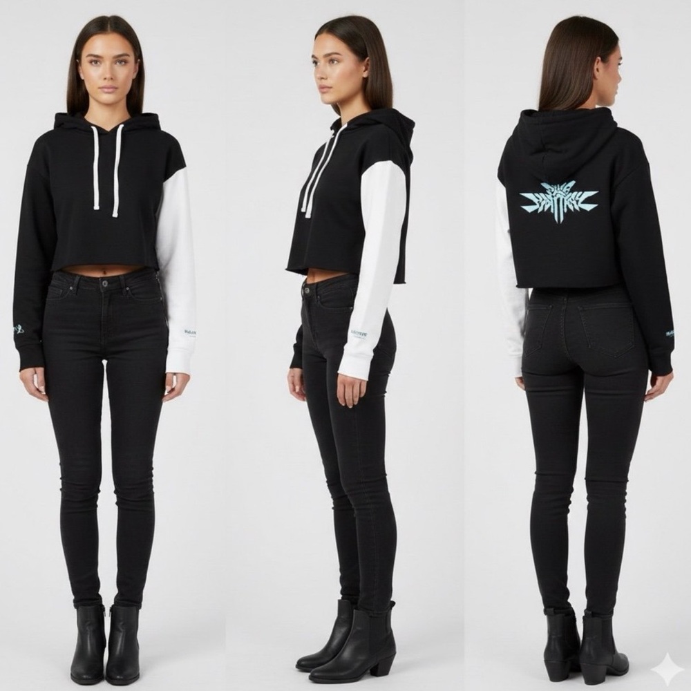 Club Fantasy Two-Tone "Elevate" Cropped Hoodie - Size Small